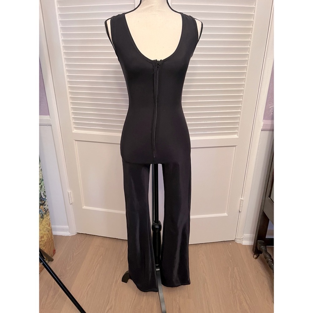 SZ M Black catsuit,, front zipper, flare leg,. - Picture 4 of 13